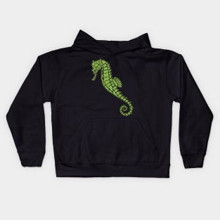 Luscious Two Tone Green Seahorse Design Kids Hoodie